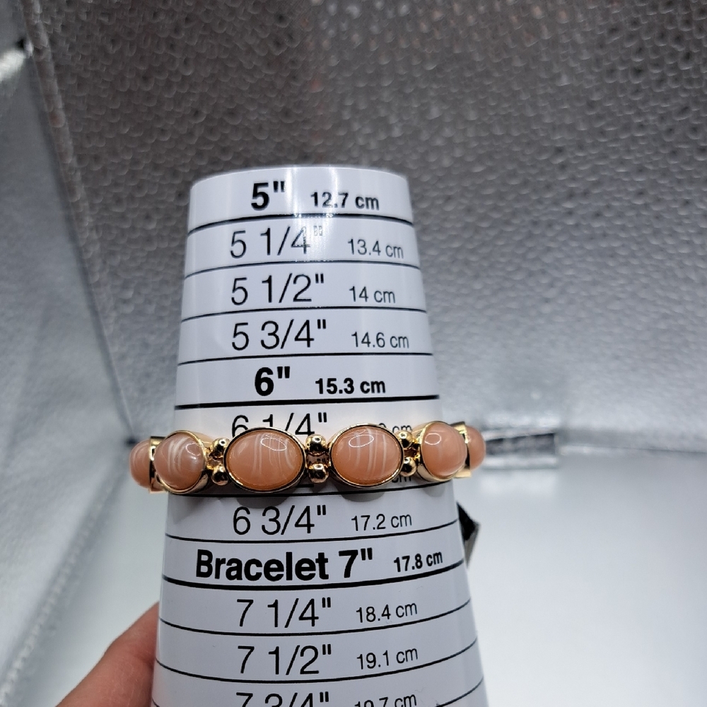 Nordstrom Rack Gold-Tone Peach Cabochon Stretch Bracelet
